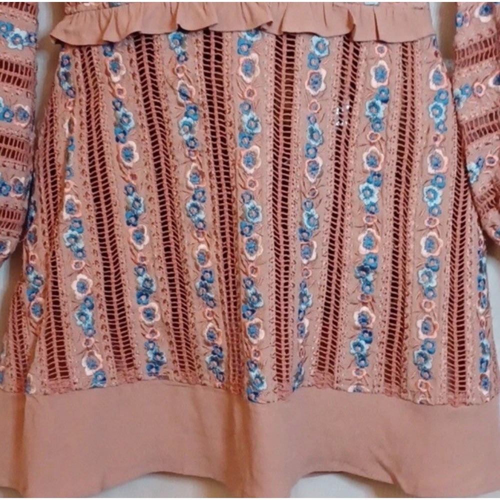 For Love & Lemons Pink Persephone Floral Longsleeve Embroidered Dress XSP $405 - Picture 7 of 9